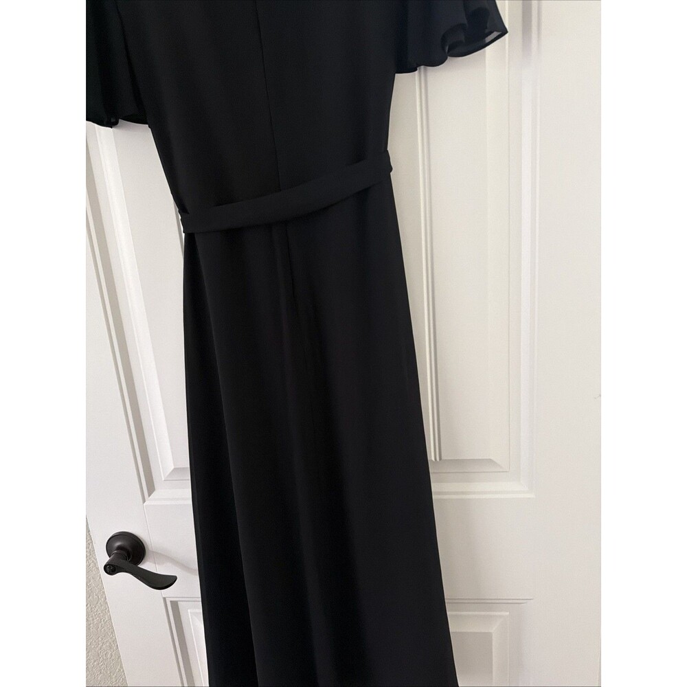 Lauren Ralph Lauren Women's Belted Fit & Flare Georgette Dress Rich Black 2 - Picture 10 of 12